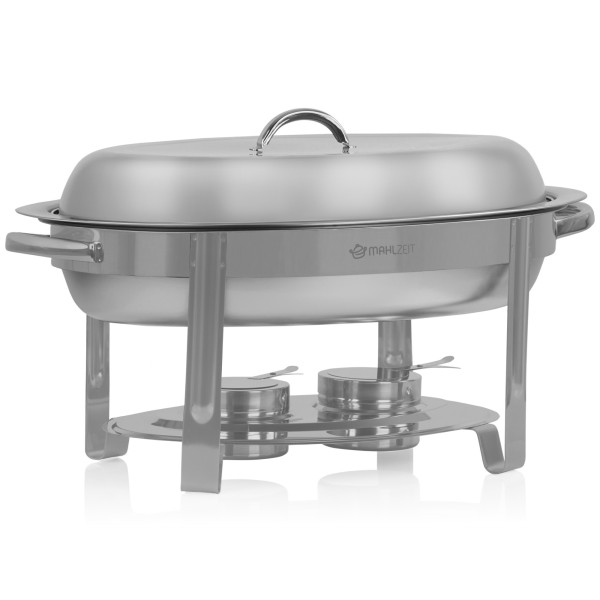 Mahlzeit Edelstahl Chafing Dish oval 5 Liter, Wärmebehälter, Speisenwärmer für Buffet Catering Party