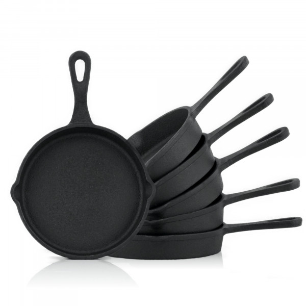 BBQ-Toro Gusseisen Grillpfännchen (6-er Set) | Ø 12,5 cm | Bereits eingebrannt