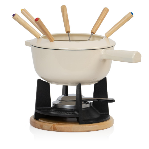 Mahlzeit 13-teiliges Gusseisen Fondue Set für 6 Personen, 2 L, emailliert, mit Brenner und Gabeln