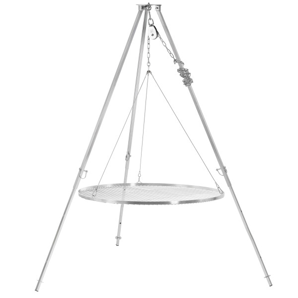 BBQ-Toro Edelstahl Dreibein Grill mit Ø 90 cm Grillrost, 110 - 175 cm, Dreibein für Schwenkgrill