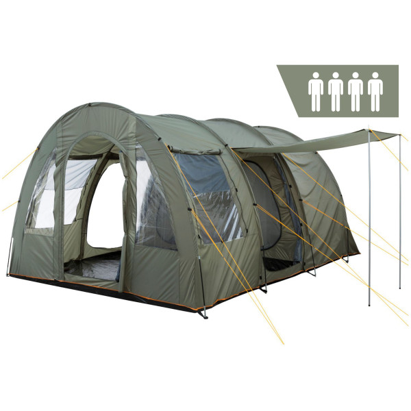 CampFeuer Zelt TunnelX für 4 Personen | Olivgrün | 5000 mm Wassersäule