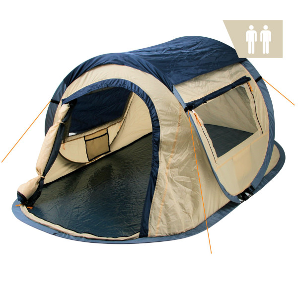 CampFeuer Zelt Quiki für 2 Personen | Creme / Blau | Wurfzelt wasserabweisend
