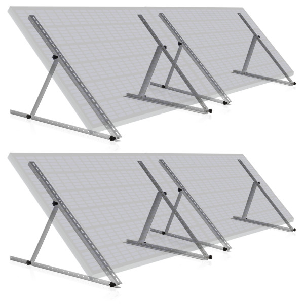 Zelsius Aluminium Solarmodul Halterung, von 0 bis 90 Grad, für vier Panele, Stützstange 114 cm
