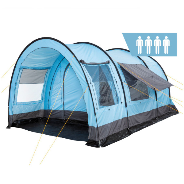 CampFeuer Zelt Relax4 für 4 Personen | Hellblau / Grau | 5000 mm Wassersäule