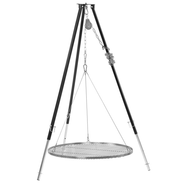 BBQ-Toro Dreibein Grill mit Ø 80 cm Grillrost, 110 - 175 cm, Schwarz, Dreibein für Schwenkgrill