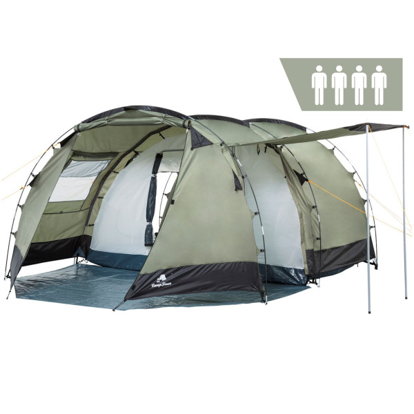 CampFeuer Zelt Super+ für 4 Personen | Olivgrün / Schwarz | 3000 mm Wassersäule