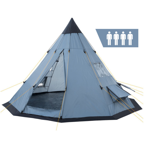 CampFeuer Tipi Zelt Spirit für 4 Personen | Grau | 3000 mm Wassersäule
