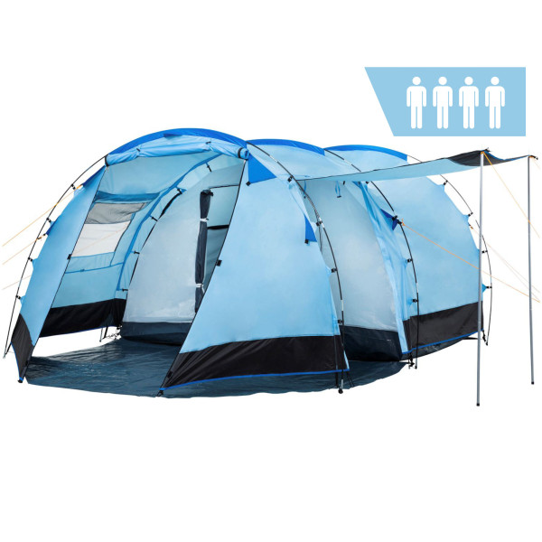 CampFeuer Zelt Super+ für 4 Personen | Blau / Schwarz | 3000 mm Wassersäule