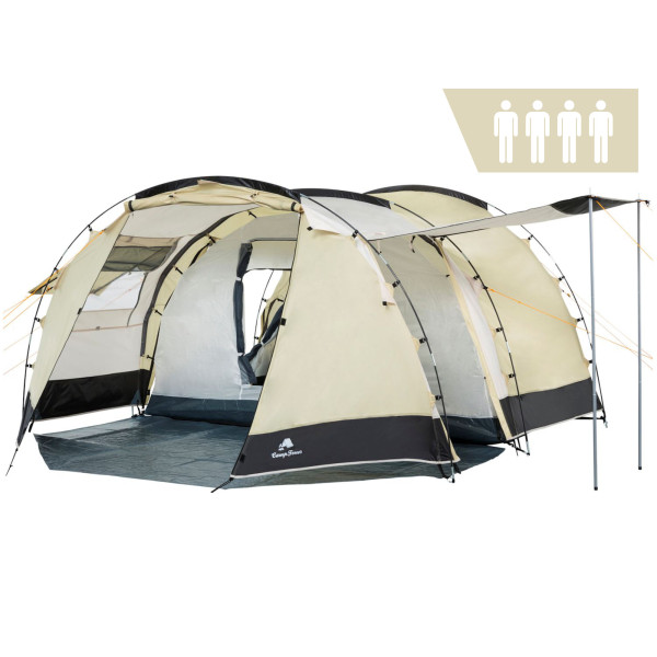 CampFeuer Zelt Super+ für 4 Personen | Sand / Schwarz | 3000 mm Wassersäule