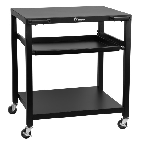 BBQ-Toro Grillwagen 80 x 65,5 x 86,5 cm, Schwarz, Grilltisch mit großer Arbeitsfläche, Beistelltisch