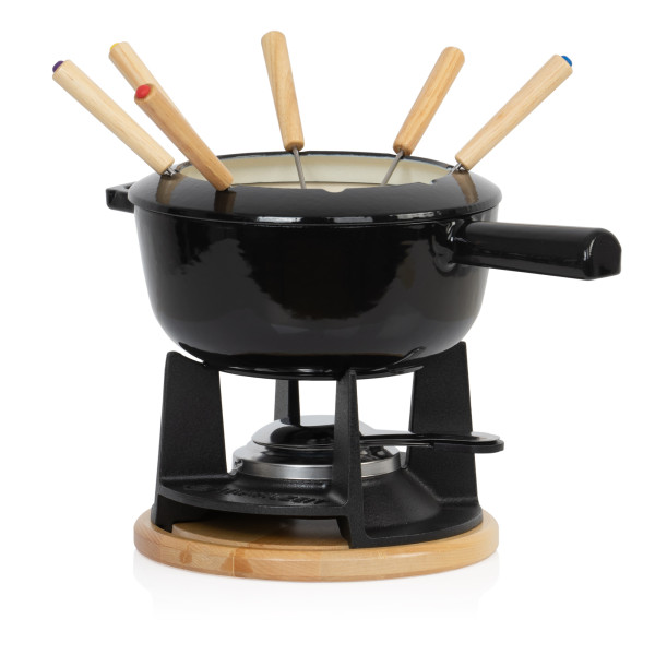 Mahlzeit 13-teiliges Gusseisen Fondue Set für 6 Personen, 2 L, emailliert, mit Brenner und Gabeln
