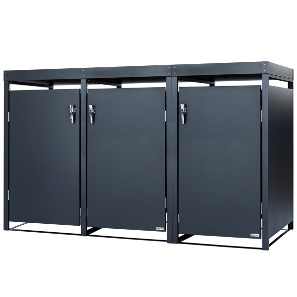 Zelsius Mülltonnenbox 3er mit Pflanzdach für 3 Tonnen | 120 - 240 Liter | Anthrazit RAL 7016