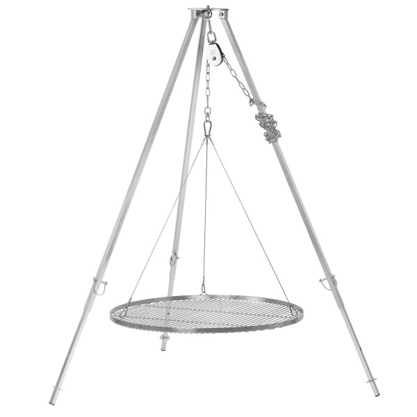 BBQ-Toro Edelstahl Dreibein Grill mit Ø 80 cm Grillrost, 110 - 175 cm, Dreibein für Schwenkgrill