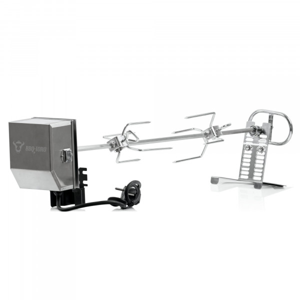 BBQ-Toro Edelstahl Grillspieß Set | 70 cm | Motor 220V - 240V, 2 Fleischklammern