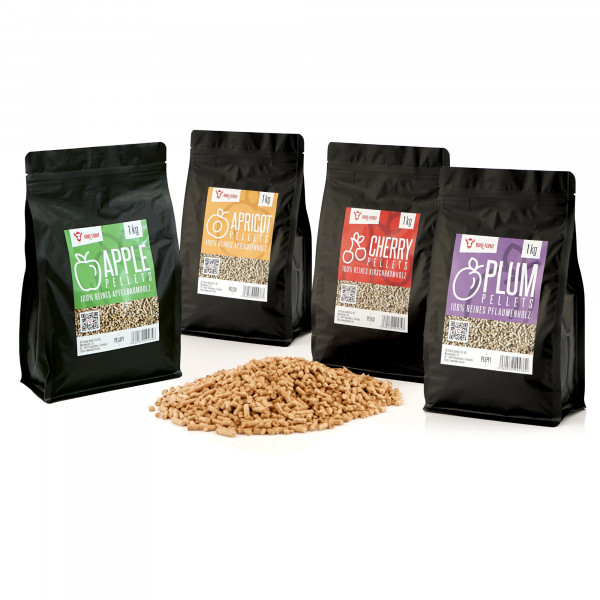 BBQ-Toro Pellets Set aus 100% Fruchtholz, 4 Sorten à 1 kg, Smokerpellets für Grill, Grillpellets