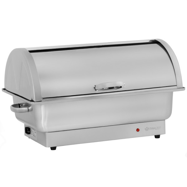 Mahlzeit elektrischer Edelstahl Chafing Dish mit GN 1/1 Behälter, 9 Liter, bis 80°C, mit Rolltop