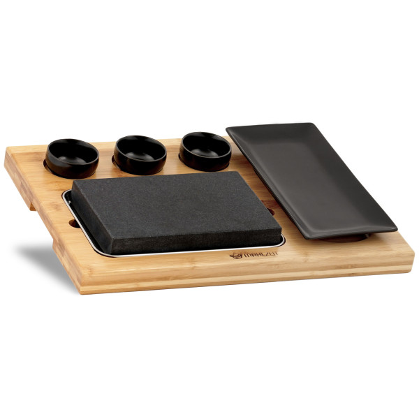 Mahlzeit Lavastein Set (7-teilig) | Set mit heißem Stein, Dipschalen und Teller