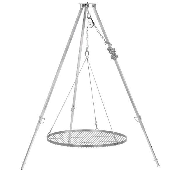 BBQ-Toro Edelstahl Dreibein Grill mit Ø 70 cm Grillrost, 110 - 175 cm, Dreibein für Schwenkgrill